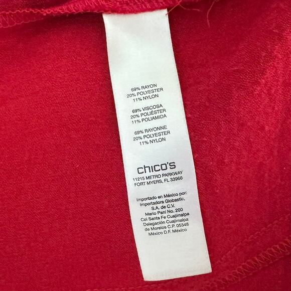 Chico's Size 2 Jacket Large Red Full Zip Rayon Polyester Nylon - Picture 4 of 10